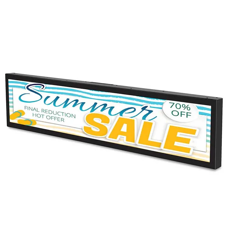 36.5 Inch Super Wide Stretched Bar LCD Full Menu Display Digital Signage Player