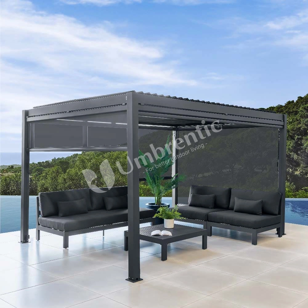 Automatic Zip Screen Waterproof Fabric for Aluminum Remote Controlled Pergola