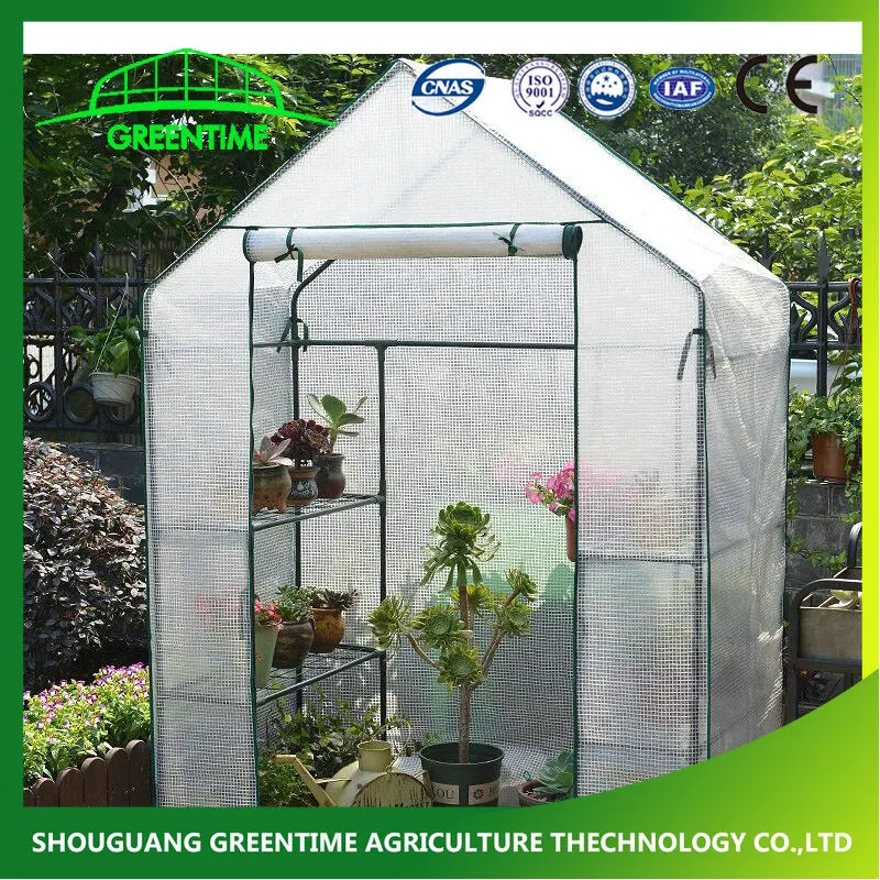 Outdoor Portable Greenhouse Mini Walk in 3 Tiers 12 Shelves Stands PE Cover Small Walk-in Greenhouse