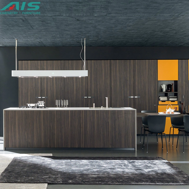 AIS China Modern Designs Custom Luxury Furniture Multifunctional Practical Brown Wood Island Kitchen Cabinets for Small Kitchen