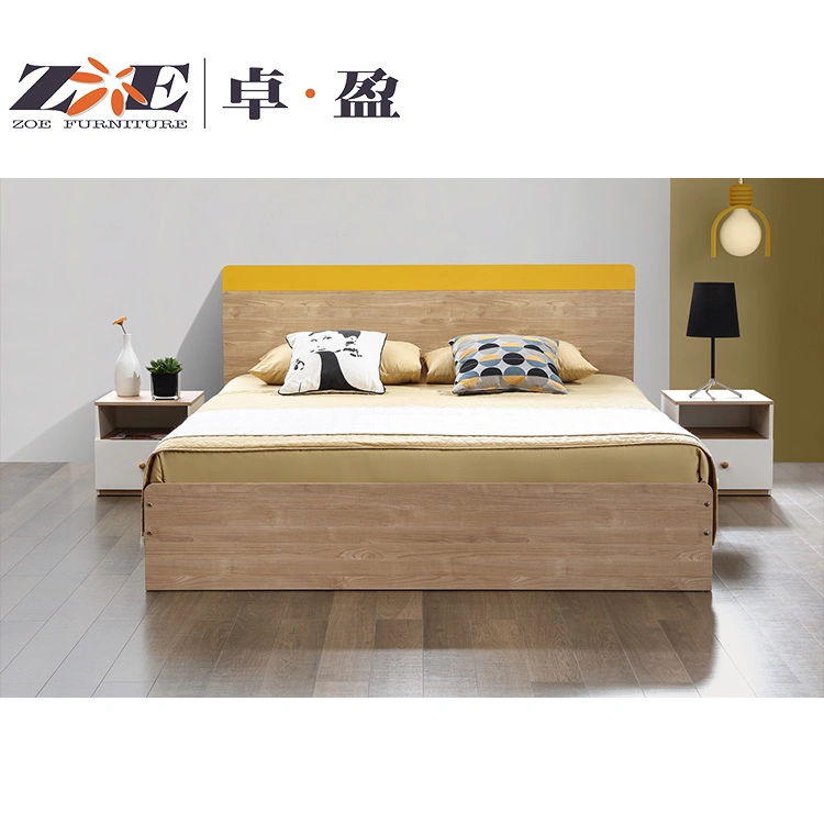 Luxury Mattress Leather Bunk Hospital King Single Hotel Bedroom Furniture Queen Double Wall Wooden Bed