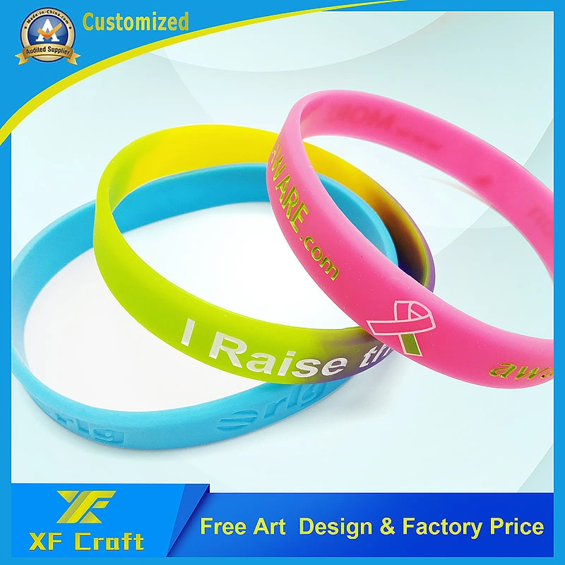 Manufacturer Custom Fashion Debossed Silicon Silicone Rubber Wristband Bracelet for Promotional Gift