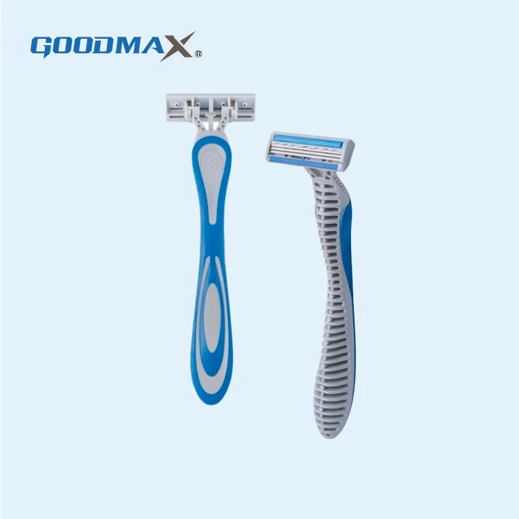 Triple Blade Rubber Grip Disposable Shaving Razor