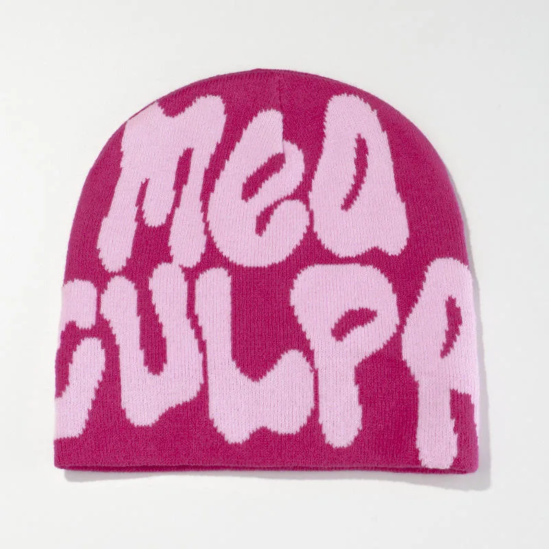 Mea culpa Beanie Hat Winter tejer la tapa del cráneo de la moda de Jacquard Unisex barata