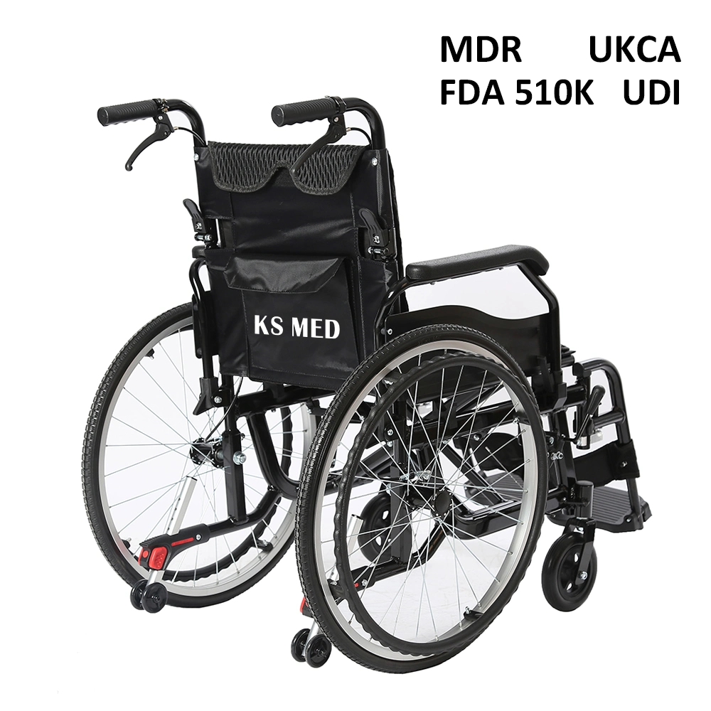 Ksm-201 Safest with Parking Function Manual Wheelchairs Effortless Maneuverability and Reliability Foldable Lightweight Wheelchair Manual