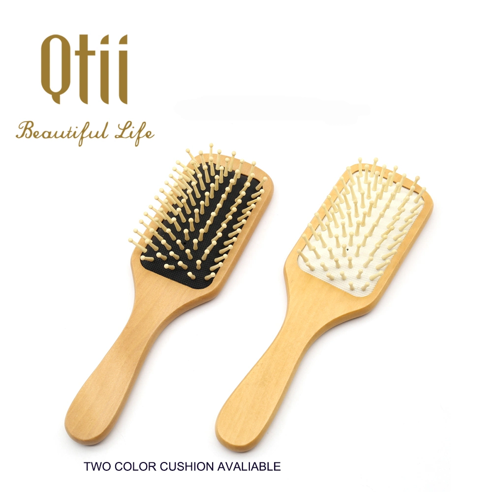 Natural Paddle Massage Wooden Brush with Air Cushion and Wooden Bristle