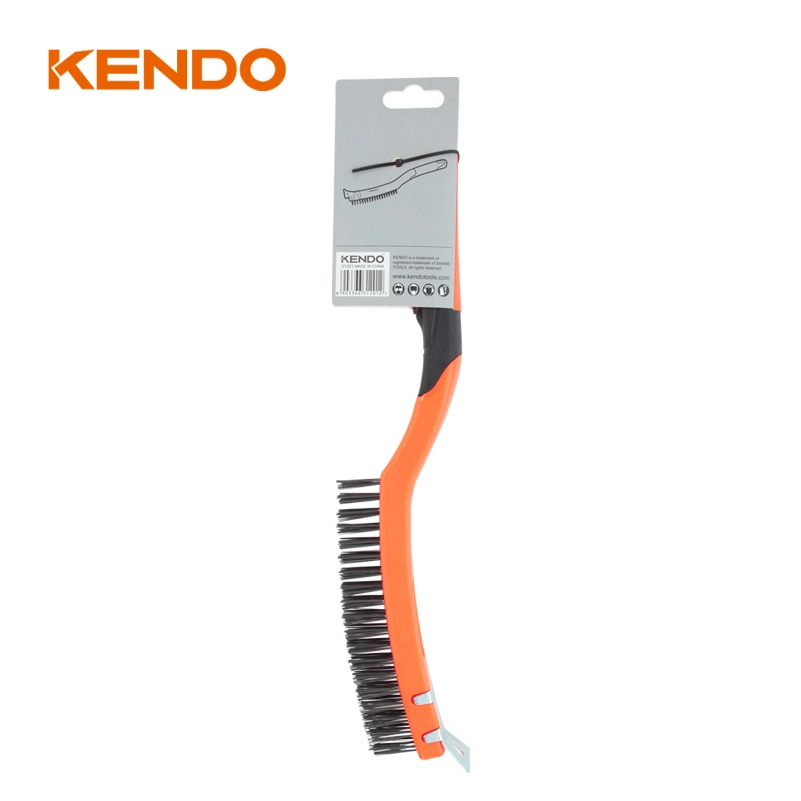 Kendo Steel Wire Brush with Scraper Great for Removing Paint and Rust as Well as for Tough Cleaning