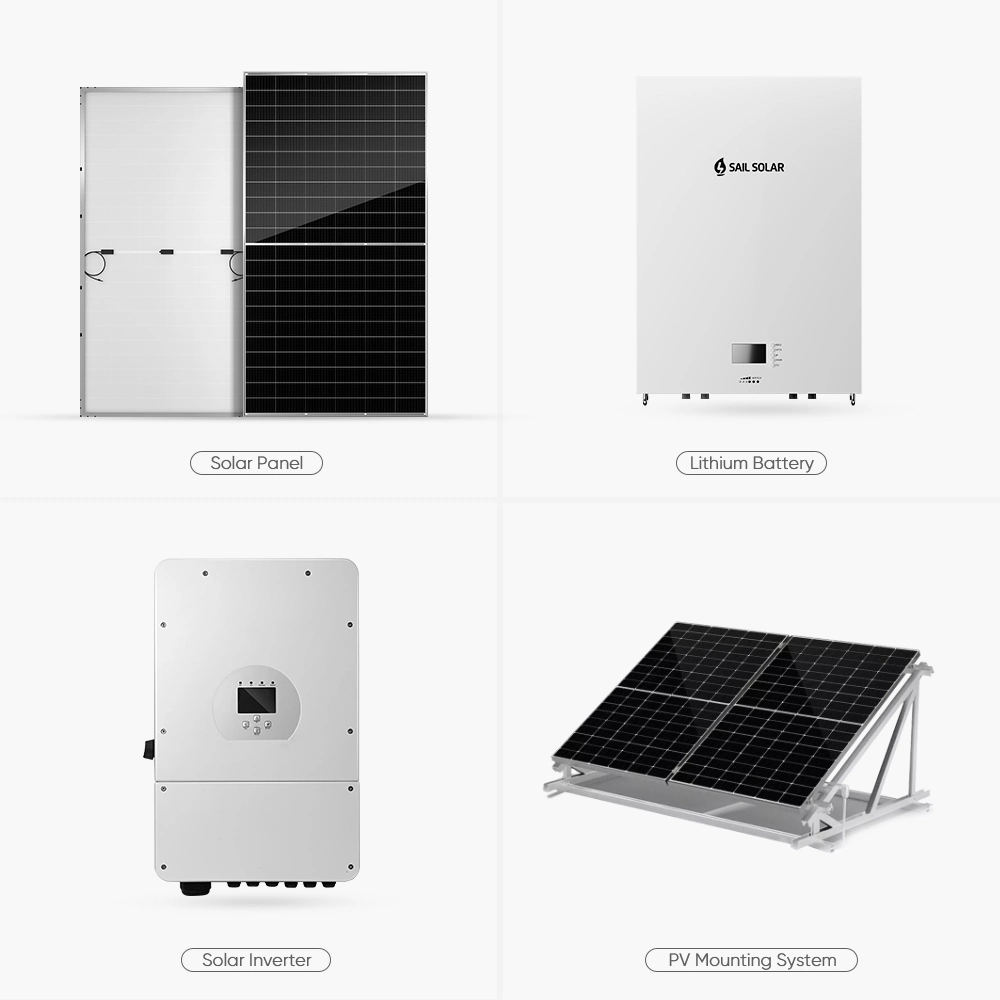 Sistema Solar Sail de 5 kw 8 kw 10 kW 12 kW tudo em um Sistema de monitorização inteligente híbrido para casa