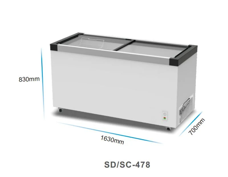 Flat Glass Door Display Mini Fridge Chest Freezer Ice Cream Showcase for Sale