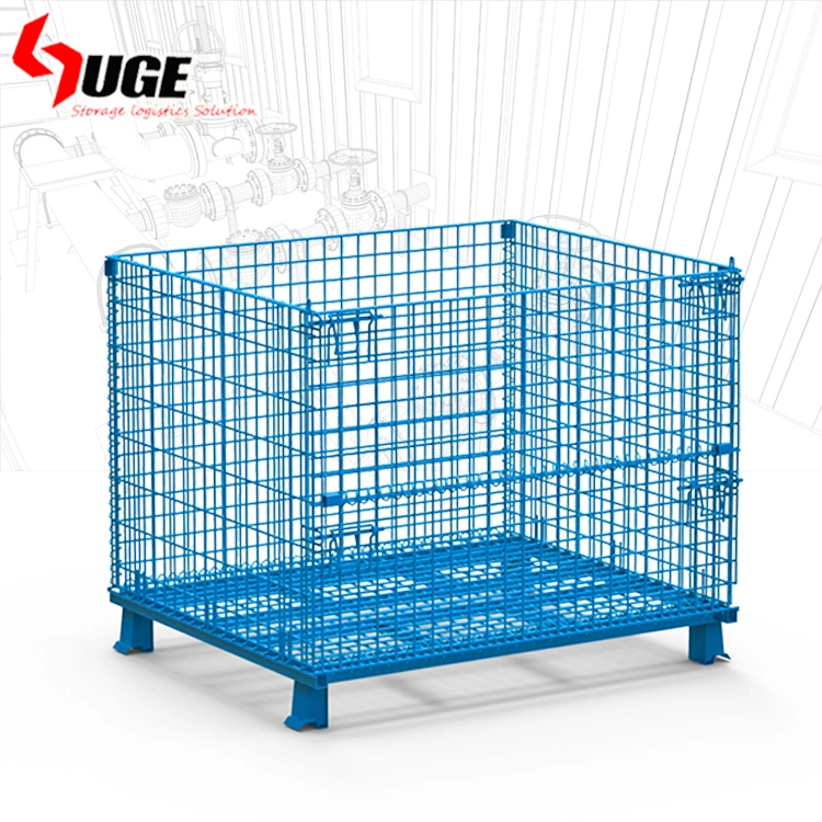 Véritable Gitterbox de type industriel de métal galvanisé à chaud boîte pliable Mesh cage de stockage de palettes de conteneur de fil