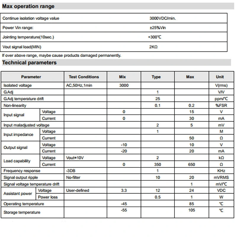 Convertisseur de signal de courant continu ou de tension universel avec amplificateur d'isolation.