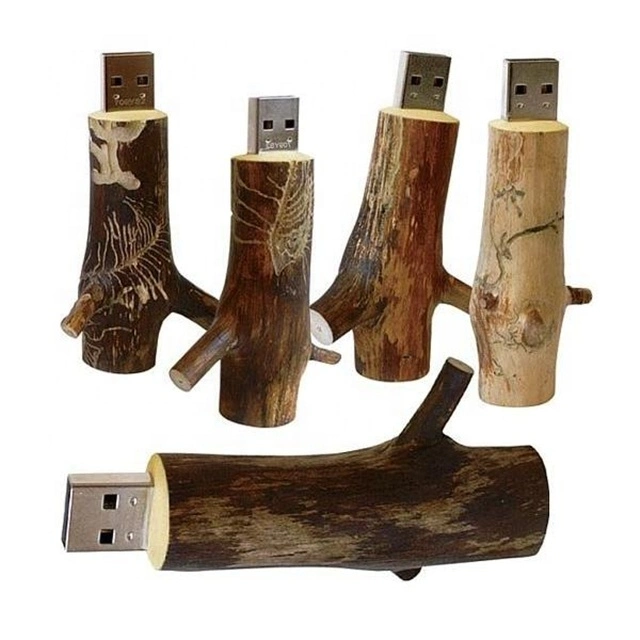 Novelty Flash Disk Wooden Model USB 2.0 Branch Memory Stick Pendive 8GB 16GB 32GB U Disk Drives