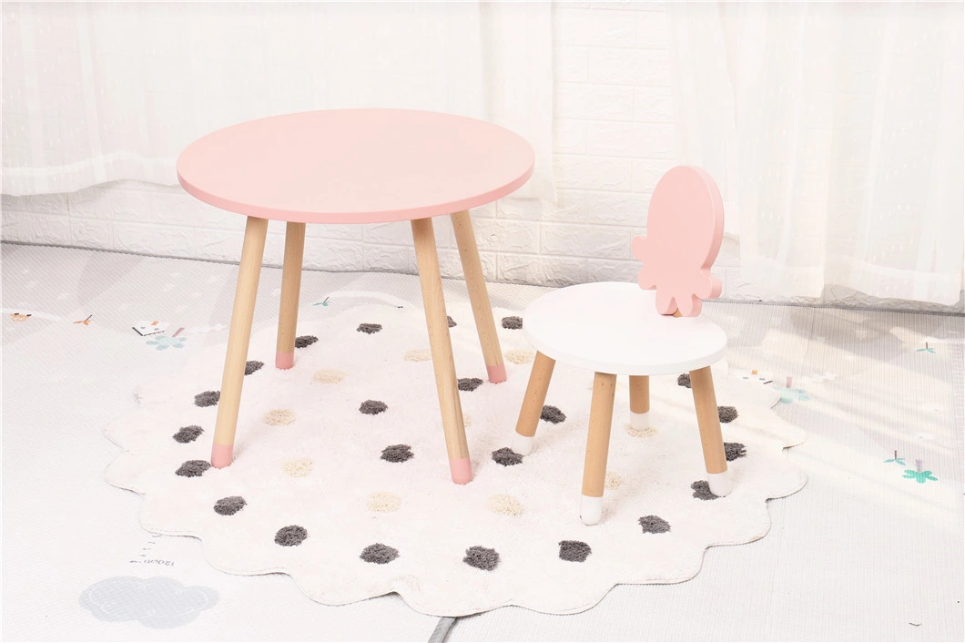 Cute Wooden Ocean Kids Moon Table and Star Chair Toddler Kindergarten Furniture Set