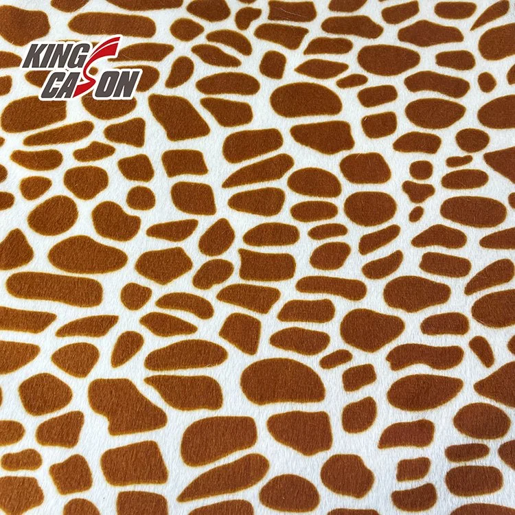 Kingcason Poly One Side Brush Short Hair Leopard Print Fleece Fabric