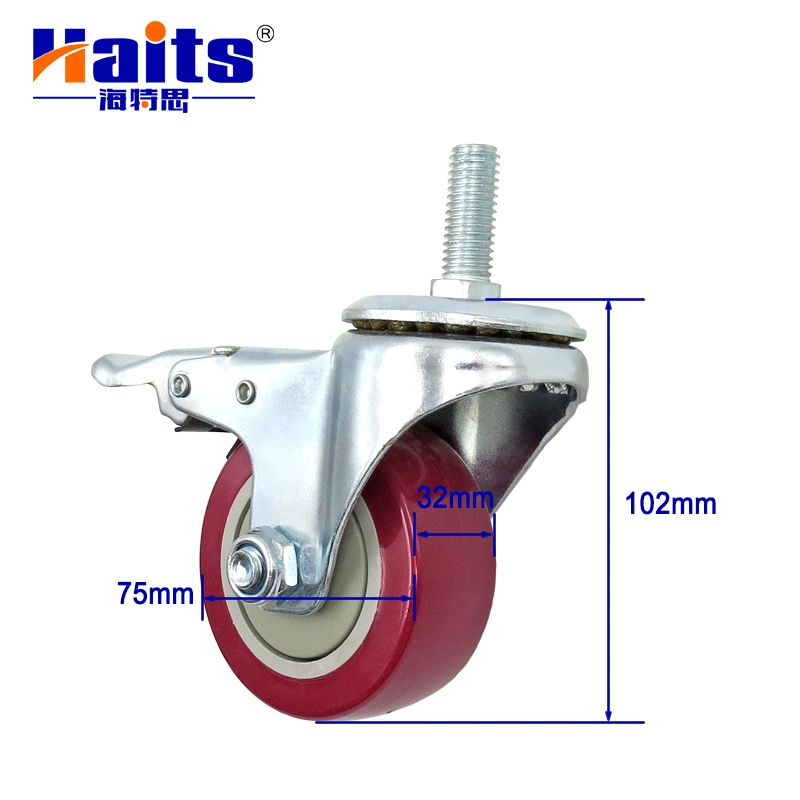 Furniture Hardware Factory Usage Threaded Caster with Double Brake