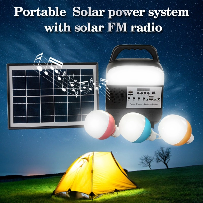 Portátil de elevada potência de Rádio do alto-falante integrado de energia solar a iluminação do sistema Bluetooth Alto-falante FM Luz Solar