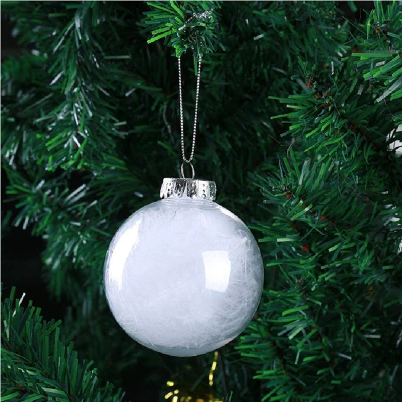 a Silver Rope and Removable Metal Cap for New Years Holiday Decor DIY Fillable Clear Plastic Ornament Balls