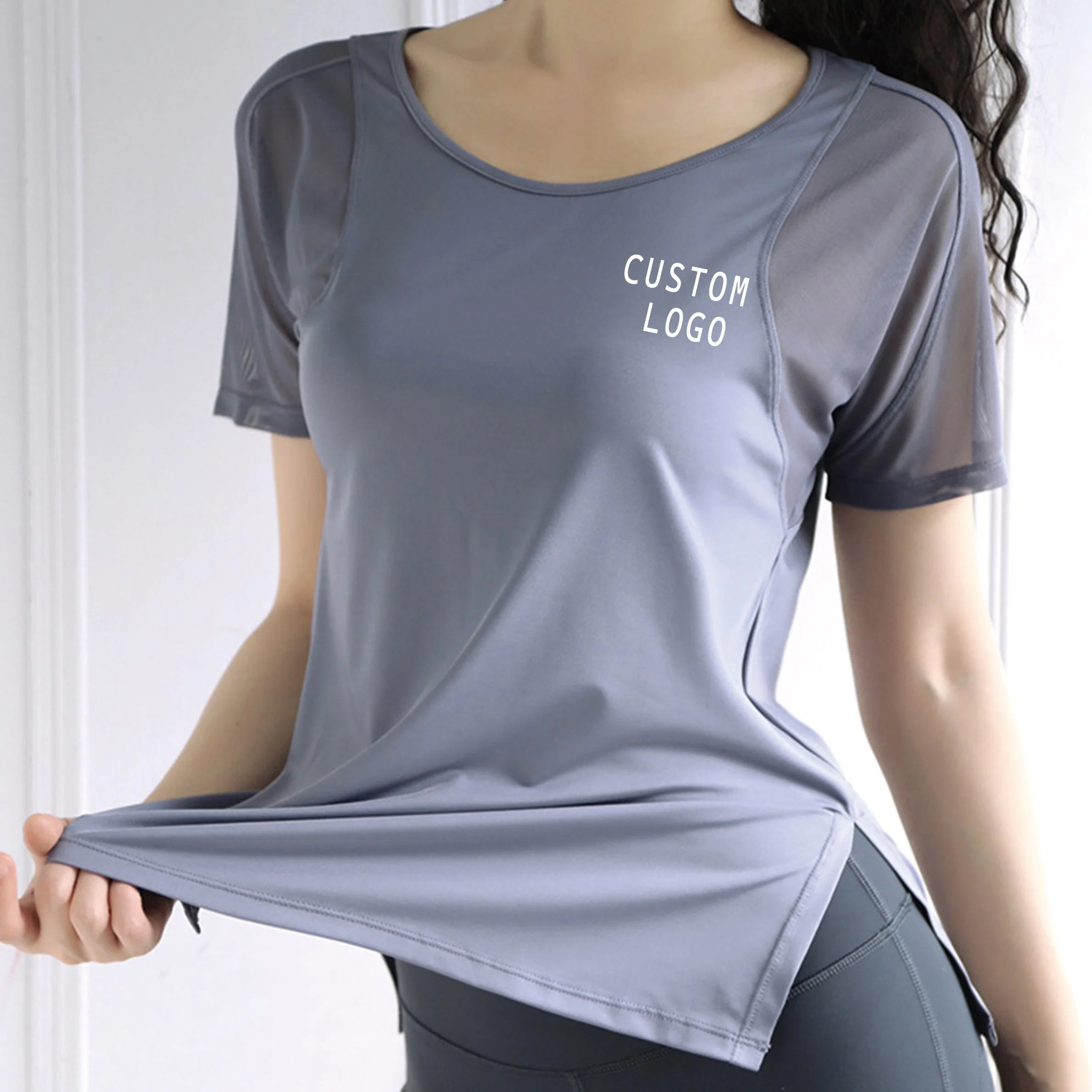 Verano Nuevo estilo Deportes Top Femenina Fitness Camiseta Yoga corto Ropa de running para fitness