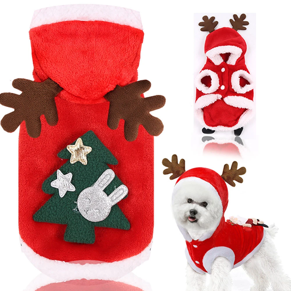 Christmas Pet Supplies Clothing Cat Cotton Clothes Funny Autumn and Winter Clothes Old Man Elk Snow