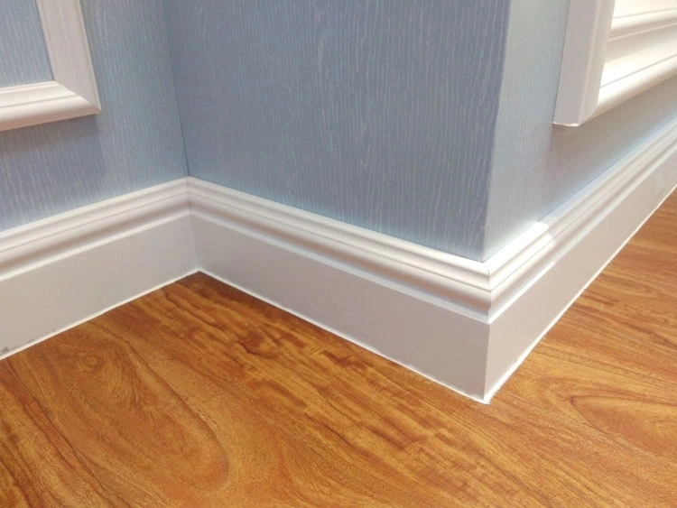 OEM Polyurethane Baseboard Foam Vinyl Flooring White PS Skirting Wall Board Corner PS Skirting Board