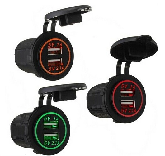 12V Dual USB Charger Power Adapter Outlet Car Cigarette Lighter Socket Splitter Auto Parts