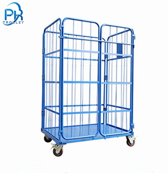 Pulverbeschichteter Transportwagen Mit Umschlagrolle Und Container Cage Trolley