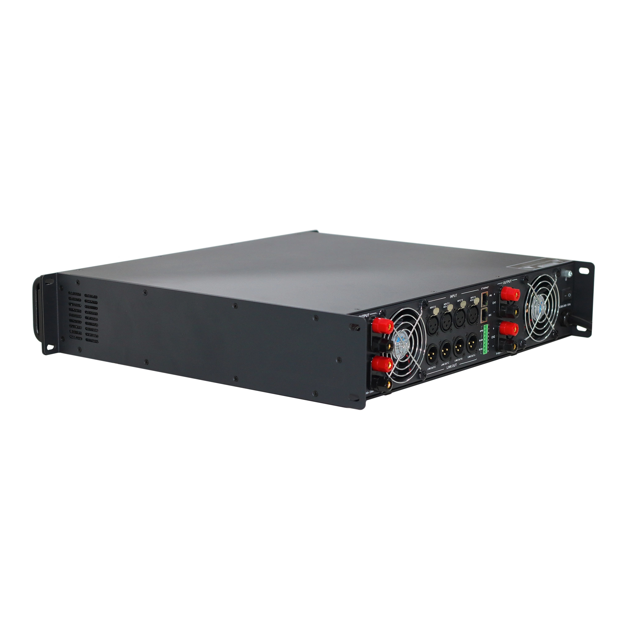 Red de audio profesional 4 canales sonido de potencia de 1000W 8 ohmios Amplificador con sistema de control de software DSP