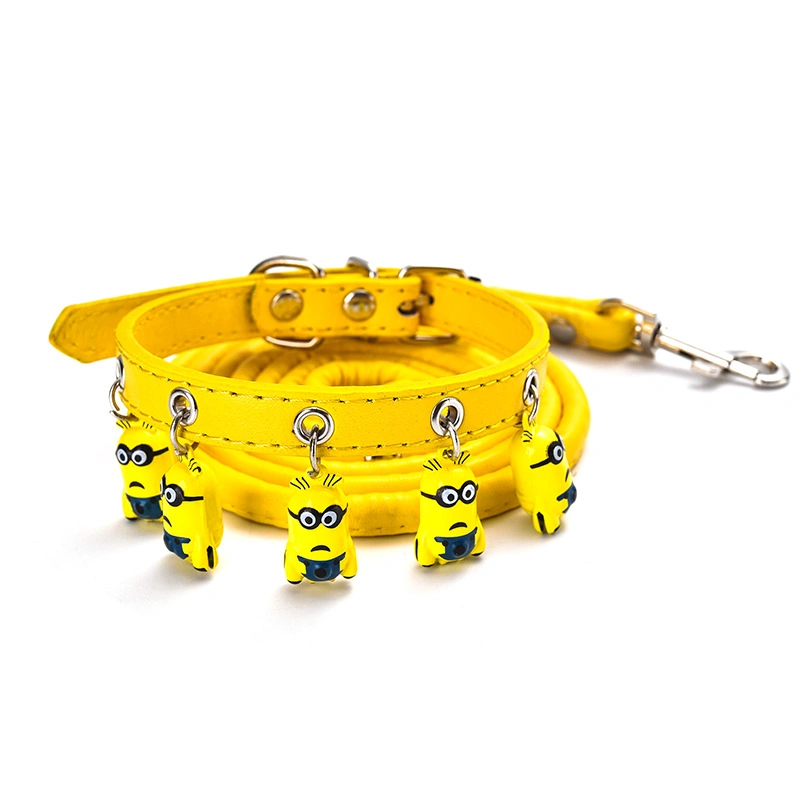 Cartoon Bell Cat and Dog Collar Teddy Bell Dog Chain Traction Rope Set Spot Pet Products