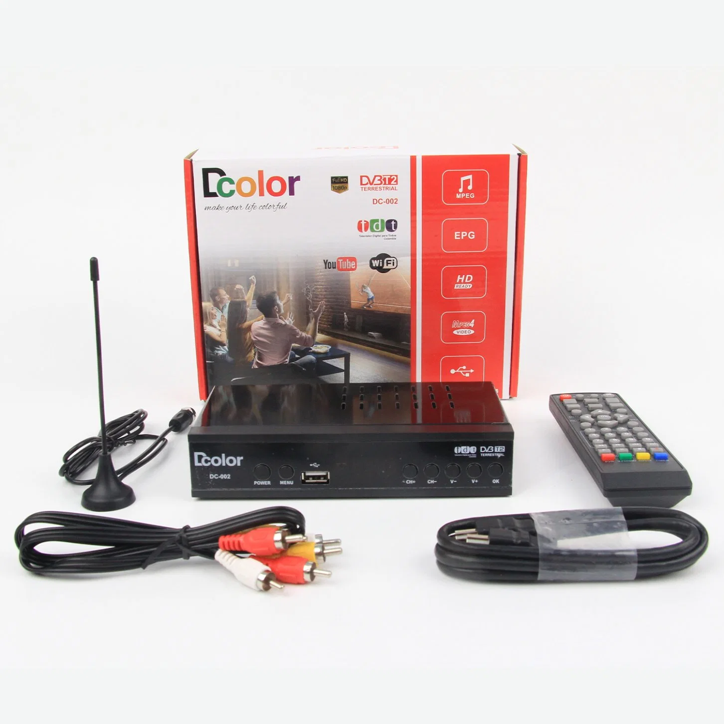 مجموعة DVB-T2 الخاصة بـ FTA Digital لـ Kenya Market DVB T2 Decoder الصندوق العلوي