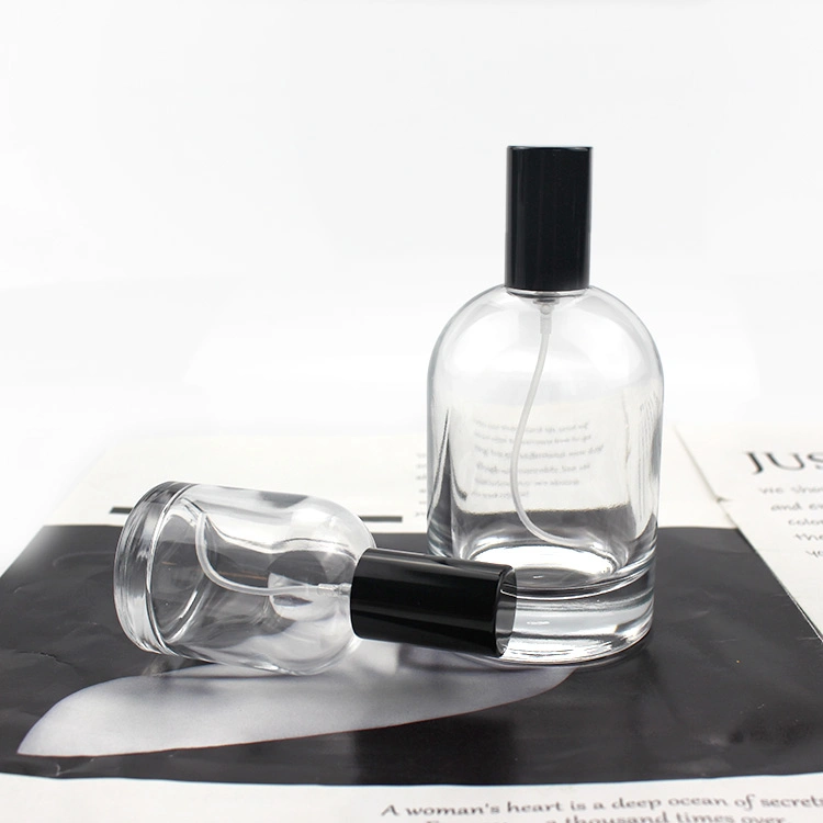 Empty 30ml 50ml 100ml Round Transparent Fragrance Bottles Black Sprayer Glass Perfume Spray Bottle