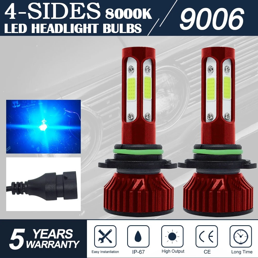 V4 8000lm 12V-24V 6000K H1 H3 H7 H8 H11 H13 9005 9006 LED Lamps Fog Lights Bulbs Red Colour