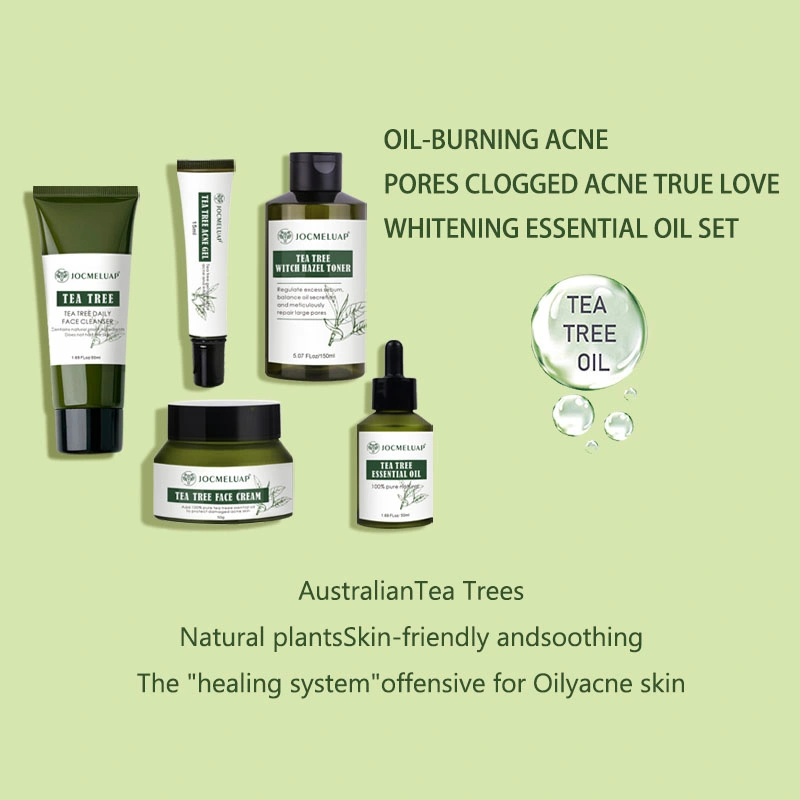 Private Label Acne Treatment Aloe Vera Tea Tree Oil Face Cream Serum Tea Tree Cleanser Tea Tree Skin Care Set