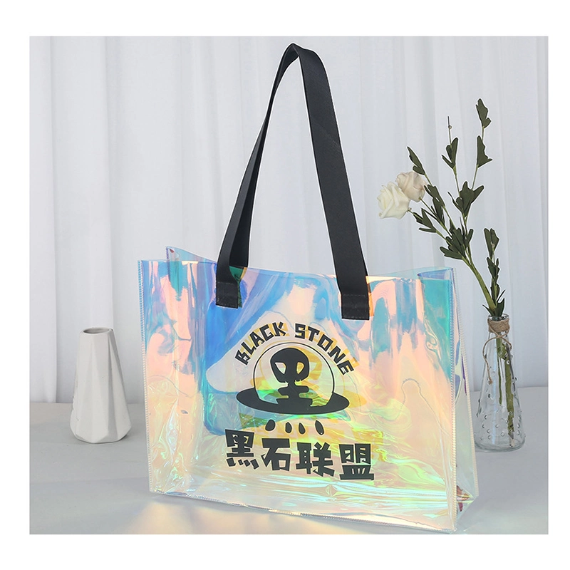 Custom Laser Stand up Bag for Package Holographic PVC Shopping Tote Bag