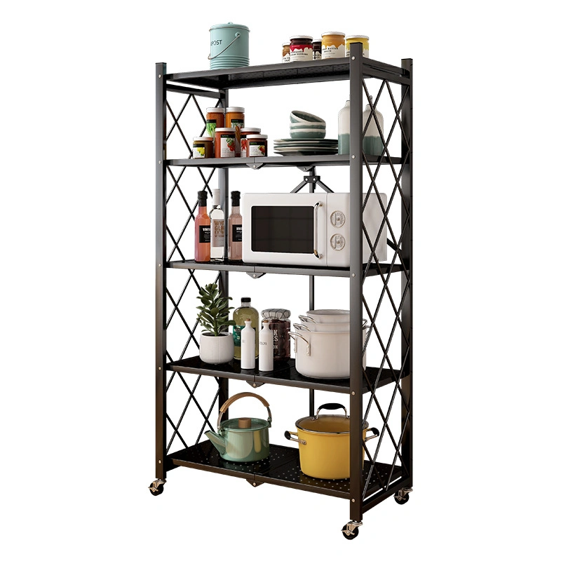 Metal Iron Strong Kitchen Folding Dish Plate Shelf Display Racks Stand Multi-Layer Foldable Rack Storage for Home Living Room