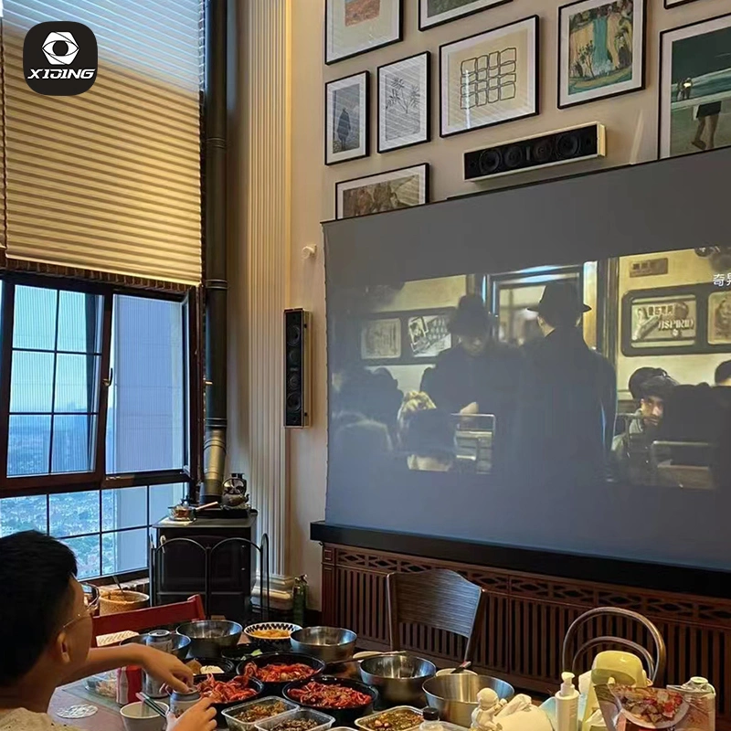 شاشة عرض محمولة للسينما المنزلية Xijing A1 بقياس 120 بوصة ومحرك كهربائي ودقة 4K 8K Obsidian Long Throw Alr Projection Floor Rising Projector Screen