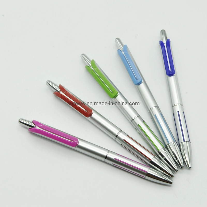 Wholesale/Supplier Advertising Pretty Silver Stylish Gift Click Plastic Ballpoint Pen