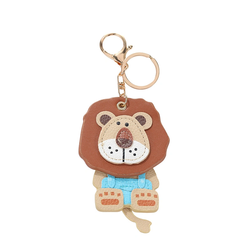 Cute Rocking Lion Pendant Car Keychain Leather Doll Gift