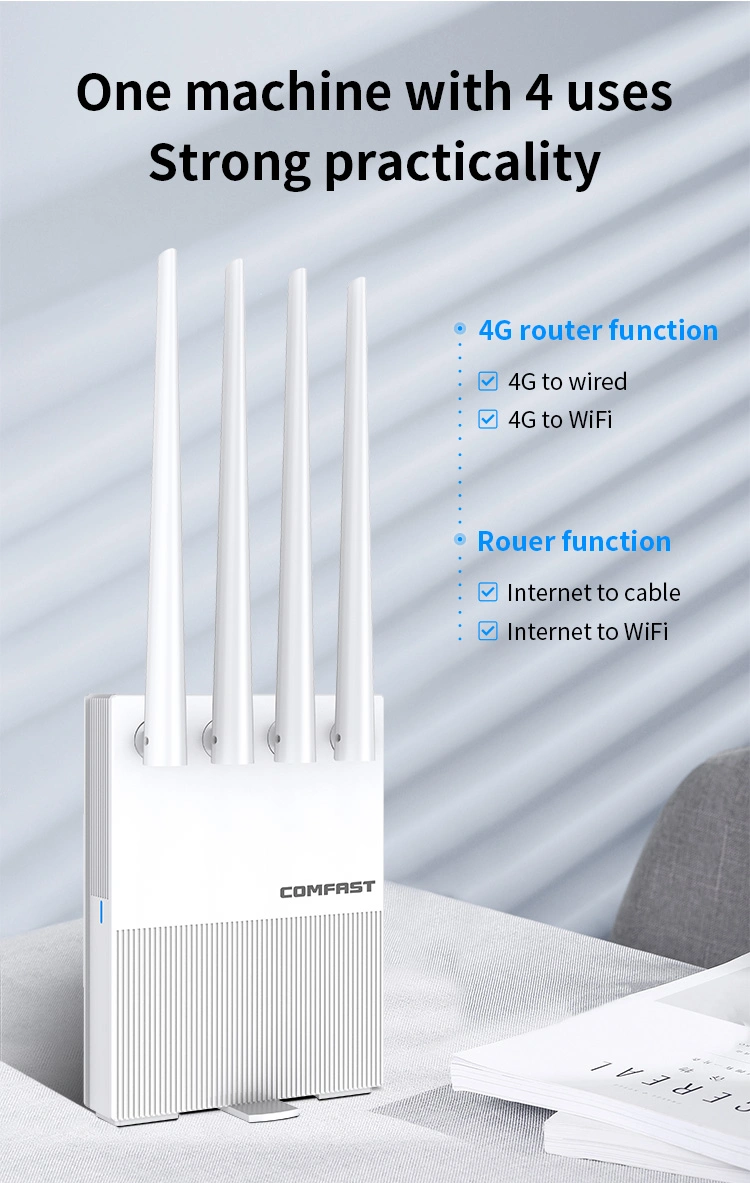 High-Speed 750Mbps 3G 4G WiFi Router with SIM Card Slot Can Be Customized Bands