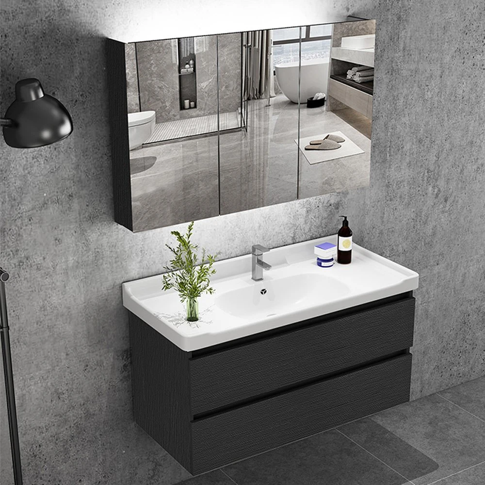 Modern Bathroom Solid Wood Wall Mounted Washbasin Cabinet Design