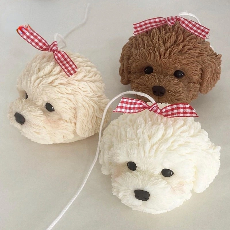 2022 New 3D Teddy Dog Head Aromatherapy Gypsum Silicone Mold Three-Dimensional Wind Plush Baking Candle Chocolate Mousse Cake Mold