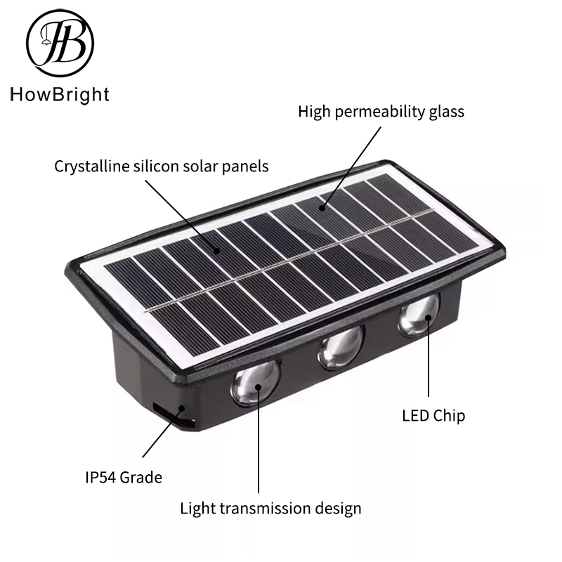 مصباح LED حائط ABS إضاءة ديكالية خارجية بضوء الشمس