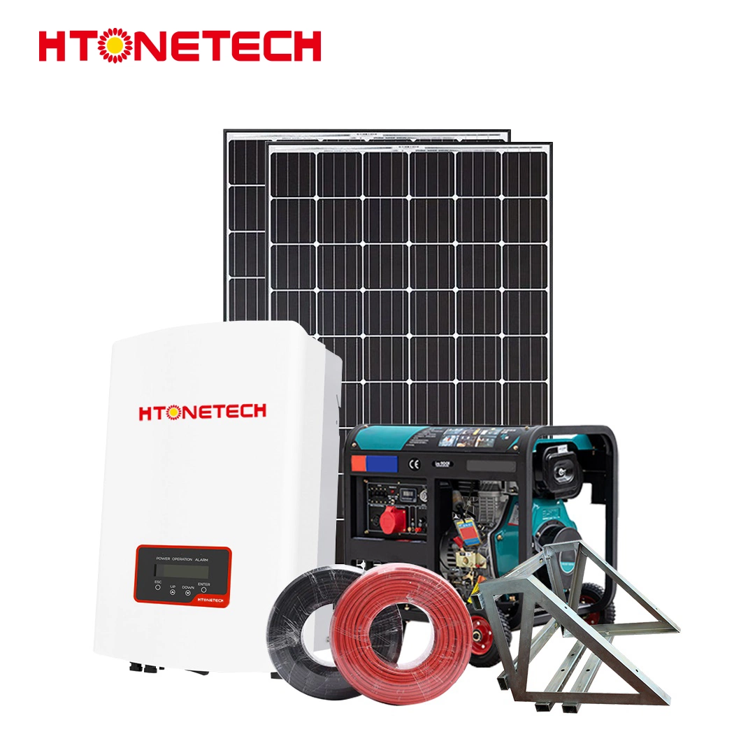 Htonetech Solar Cells Solar Panel Manufacturers 5kVA Solar Inverter China on Grid Wind Solar Hybrid Power System with 40 Diesel Generator