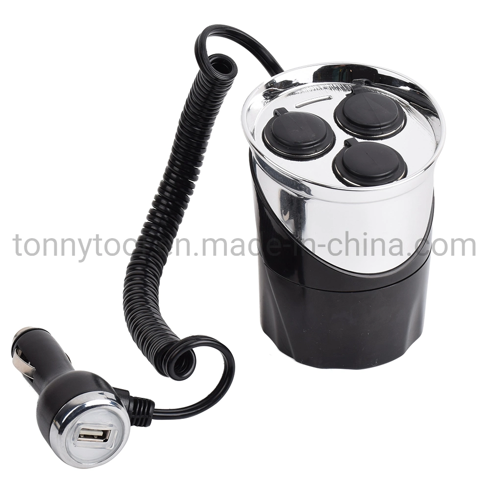 12V Cup Holder Power Adapter with 2.4A USB Car Charger