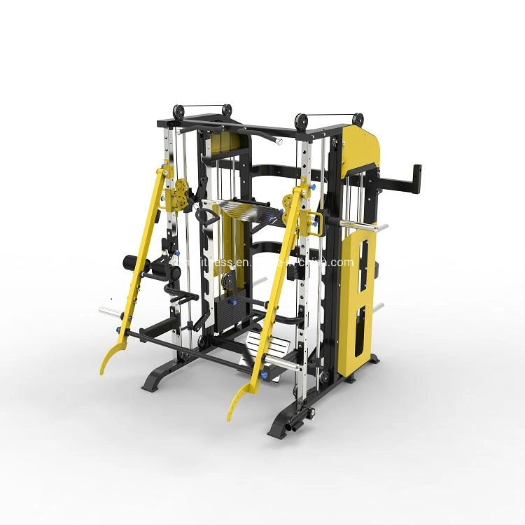 ماكينة متعددة السميث تعمل بنظام Squat Rack للمدرب شبه قاعة الرياضة الداخلية الخفيفة التجارية معدات اللياقة البدنية القوة