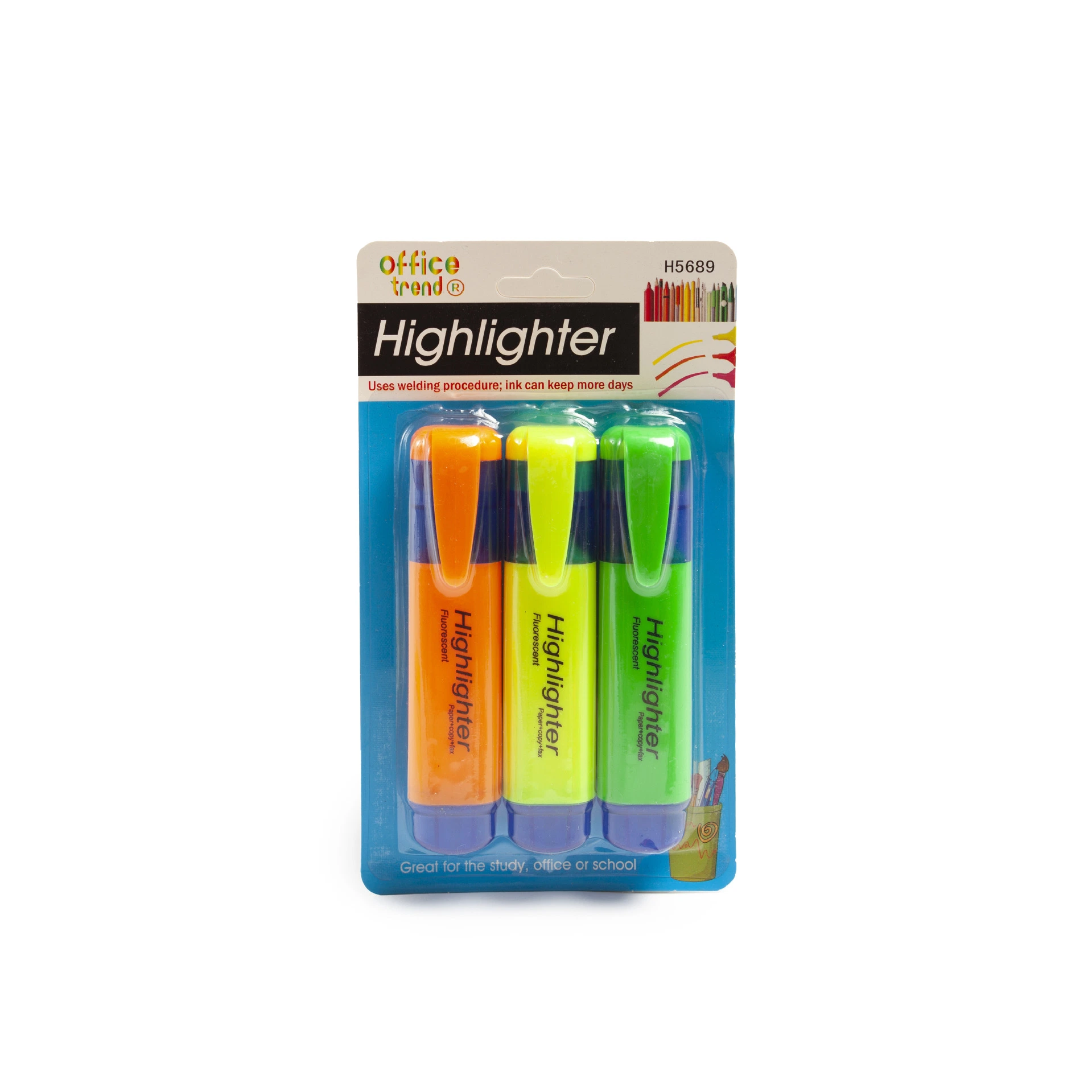 Ponta do cinzel Highlighters fluorescente, Dry-Quickly Non-Toxic marcadores de marca-texto, Depósito Highlighters, sortido, 3 cores/Pack, material escolar