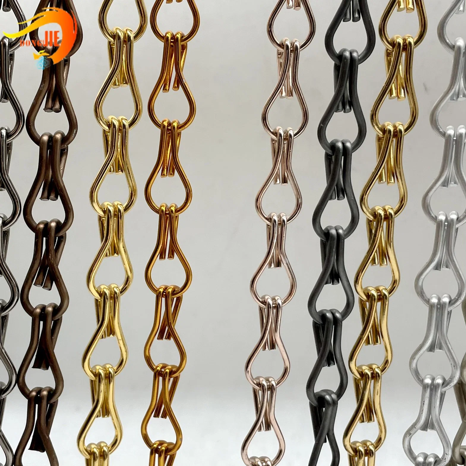 Colored Aluminum Door Curtain Double Hook Chain Link Fly Curtain