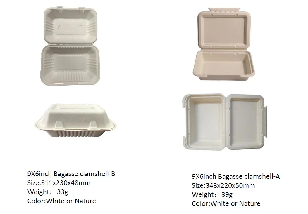 Caja de papel de 9" desechable biodegradable para cena Para comida Takeout