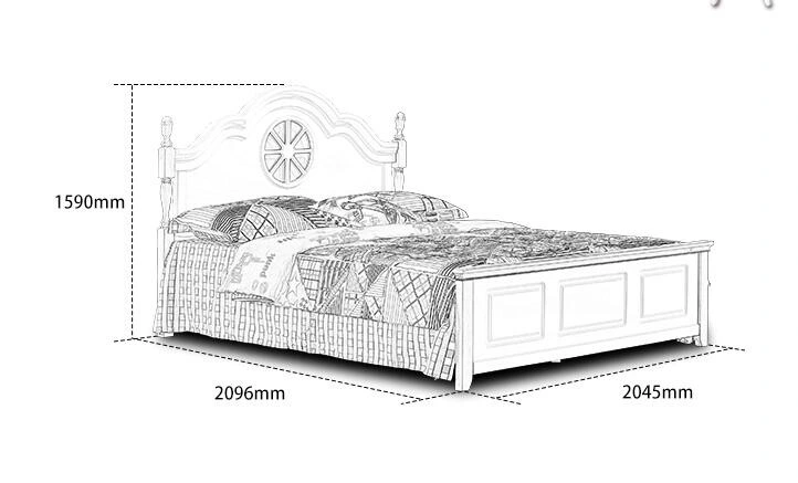 Solid Wooden Bed Modern Double Beds (M-X2228)