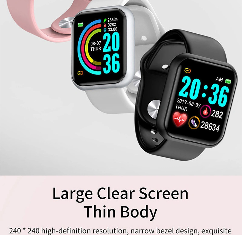 Y68 Smart Watch Heart Rate Blood Pressure Sports Smart Bracelet جهاز التتبع الإلكتروني لتتبع خطوات النوم D20 Y68 SmartWatch