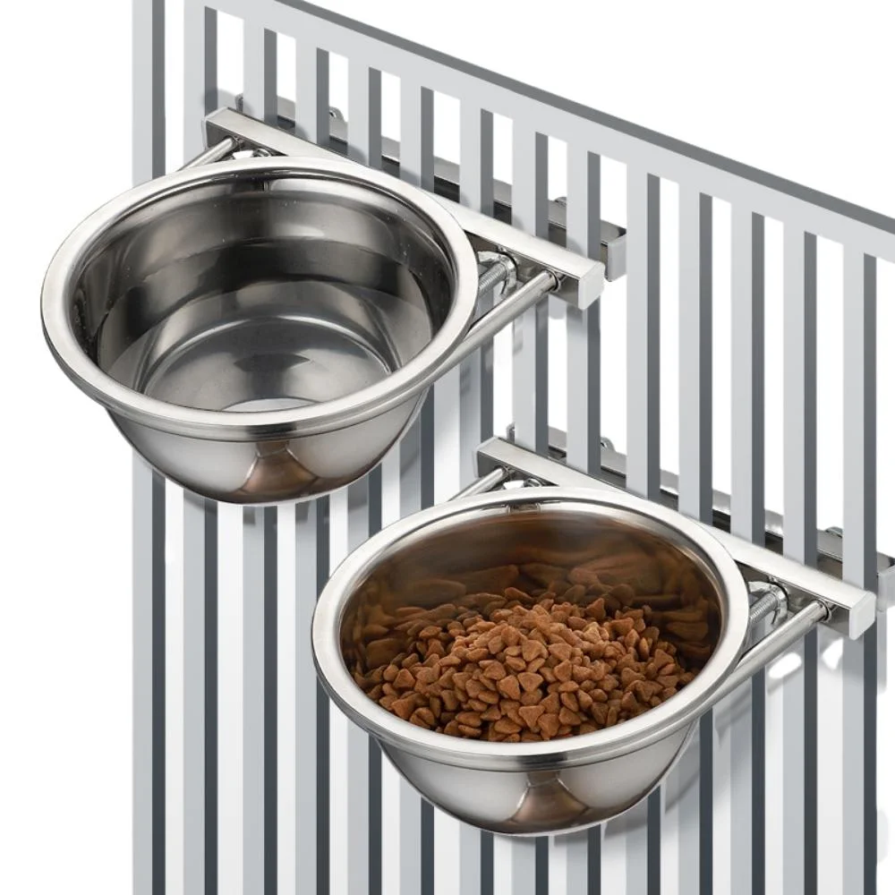 Cage Stainless Steel Pet Bowl Food Hanger Water Drinking Feeding Tools Wbb19232